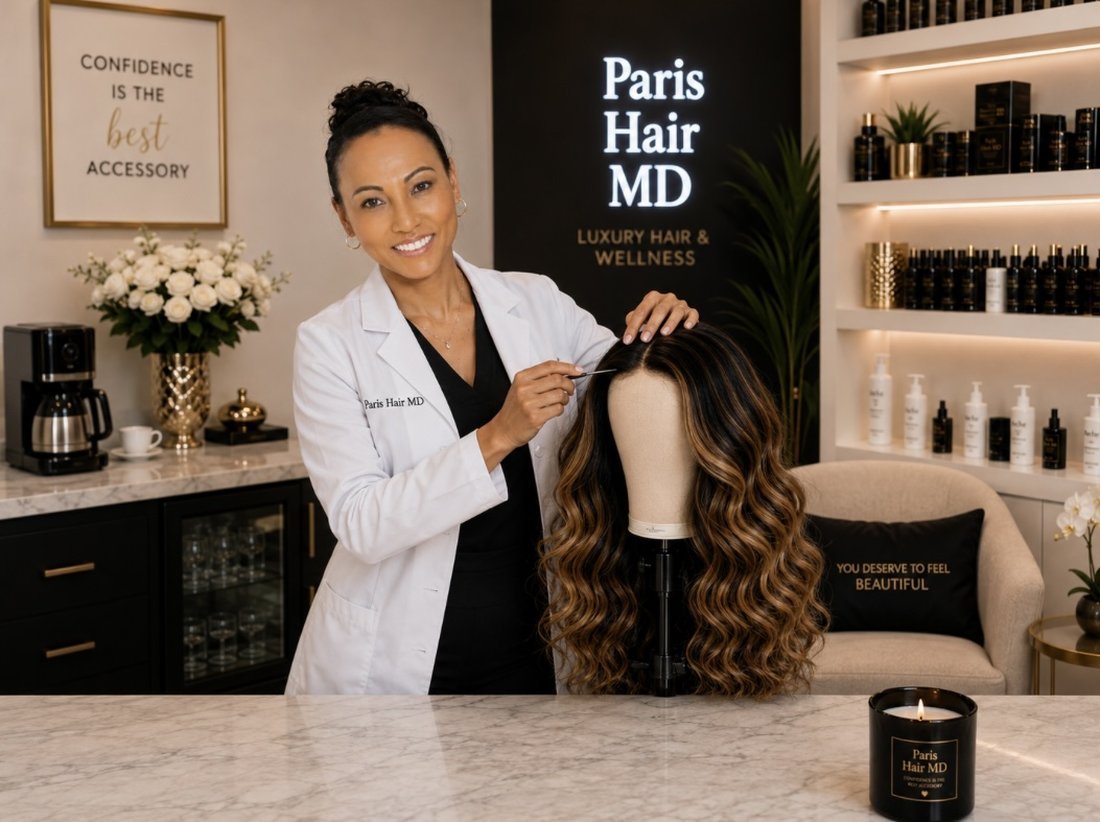 Paris Hair MD specialist styling a custom wig
